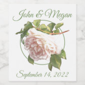 ほこりっぽいエレガントピーチ色のオレンジ色の白フローラバラ ワインラベル (シングルラベル)