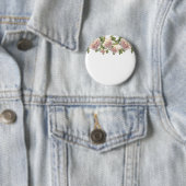 ほこりっぽいエレガントピーチ色のオレンジ色の白フローラバラ 缶バッジ (インサイチュ)