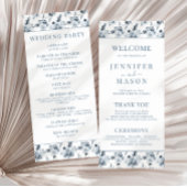 ほこりっぽいエレガントブルーグレーの花の結婚式 プログラム