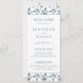 ほこりっぽいエレガントブルーグレーの花の結婚式 プログラム (正面)