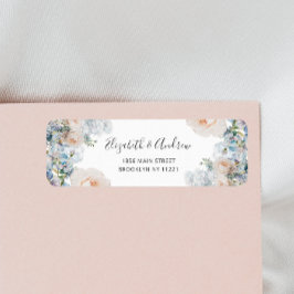 ほこりっぽいエレガントブルーフラワーズ差出人住所 ラベル