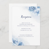 ほこりっぽいエレガントブルーフローラウェディングレセプションエンクロージャ エンクロージャーカード (正面/裏面)