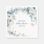 ほこりっぽいエレガントブルーフローラベビーシャワー スタンダードカクテルナプキン (正面)