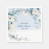 ほこりっぽいエレガントブルーフローラベビーシャワー スタンダードカクテルナプキン (正面)