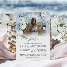 ほこりっぽいエレガントブルーフローラベビーシャワー