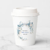 ほこりっぽいエレガントブルーフローラベビーシャワー 紙コップ (裏面)