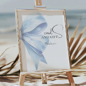 ほこりっぽいエレガントブルーボウ赤ちゃんシャワーカードとギフト ポスター