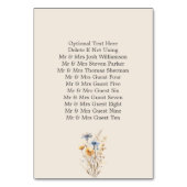 ほこりっぽいエレガントブルーワイルドフラワーウェディングレセプション テーブルナンバー (裏面)