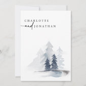 ほこりっぽいエレガントブルー結婚フォレス 招待状 (裏面)