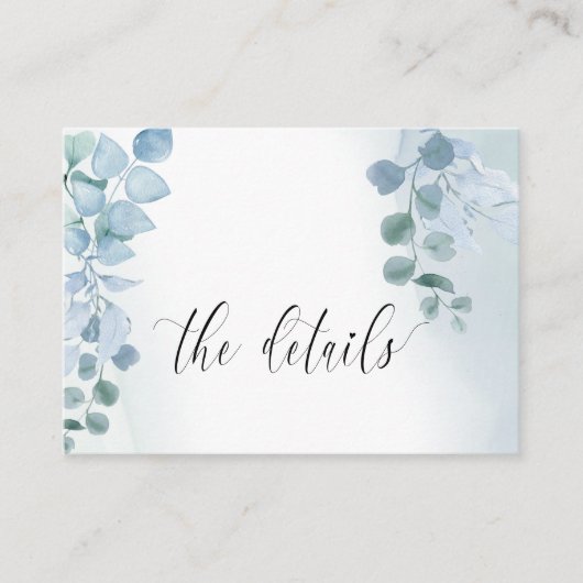 ほこりっぽいエレガントユーカリ結婚グリーン詳細 エンクロージャーカード (正面)