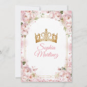 ほこりっぽいエレガント赤面ピンクの花金ゴールドミカンス 招待状 (裏面)