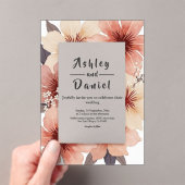 ほこりっぽいエレガント赤面ピンクウォーターカラーフローラ結婚ズ アクリル招待状 (インサイチュ (ポータブル))