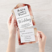 ほこりっぽいエレガント赤面ピンクウォーターカラーフローラ結婚ズ オールインワン招待状 (貼ってはがせる)