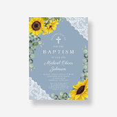 ほこりっぽいエレガント青いヒマワリがバプテスマを越える 招待状