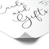 ほこりっぽいエレガント青いフローラカードとギフトサイン ポスター (角)