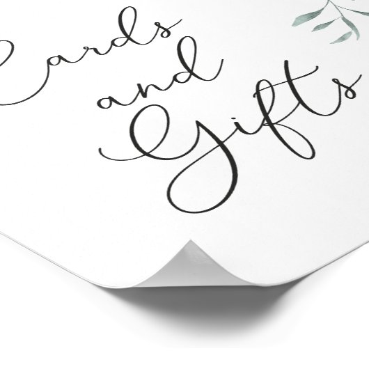 ほこりっぽいエレガント青いフローラカードとギフトサイン ポスター (角)