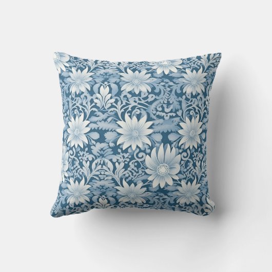 ほこりっぽいエレガント青いヴィンテージの花 クッション (裏面)