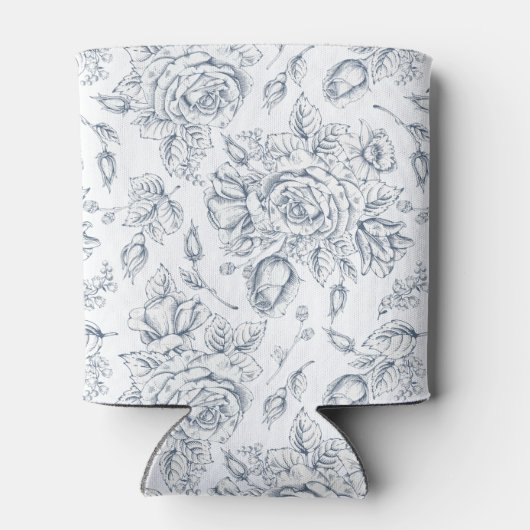 ほこりっぽいエレガント青いヴィンテージバラミスター&ミセス 缶クーラー (裏面)