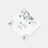 ほこりっぽいエレガント青い冬の葉のパーティー スタンダードカクテルナプキン (角)