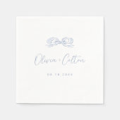 ほこりっぽいエレガント青い手引き弓の結婚音 スタンダードカクテルナプキン (正面)