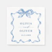 ほこりっぽいエレガント青い手引き弓の結婚音 スタンダードカクテルナプキン (正面)