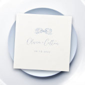 ほこりっぽいエレガント青い手引き弓の結婚音 スタンダードカクテルナプキン