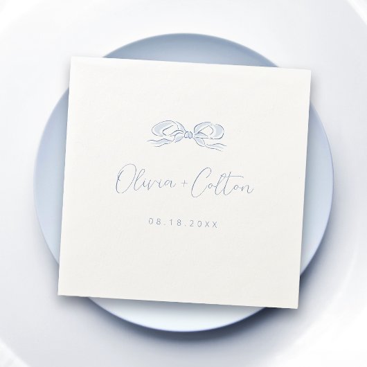 ほこりっぽいエレガント青い手引き弓の結婚音 スタンダードカクテルナプキン