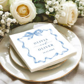 ほこりっぽいエレガント青い手引き弓の結婚音 スタンダードカクテルナプキン