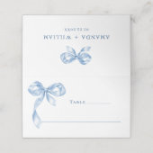 ほこりっぽいエレガント青い手引き弓の結婚音 プレイスカード (外部開封)