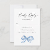 ほこりっぽいエレガント青い手引き弓の結婚音 出欠カード (正面)