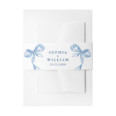 ほこりっぽいエレガント青い手引き弓の結婚音 招待状ベリーバンド (正面例)