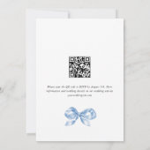 ほこりっぽいエレガント青い手引き弓の結婚音 招待状 (裏面)