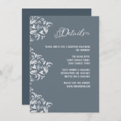 ほこりっぽいエレガント青い書結婚道の詳細 エンクロージャーカード (正面/裏面)