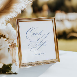 ほこりっぽいエレガント青い書道のカードとギフト ポスター