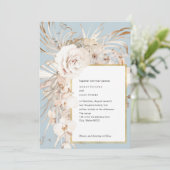 ほこりっぽいエレガント青い水色の庭園花 招待状 (スタンド正面)