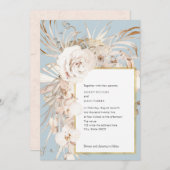 ほこりっぽいエレガント青い水色の庭園花 招待状 (正面/裏面)