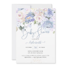 ほこりっぽいエレガント青い牡丹クリームバラ赤ちゃんシャワー