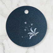 ほこりっぽいエレガント青い花ネイビーブルーメッセージカード フェイバータグ (裏面)