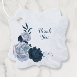 ほこりっぽいエレガント青い花ネイビーブルーメッセージカード フェイバータグ