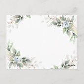ほこりっぽいエレガント青い葉のブライダルシャワーカード ポストカード (裏面)