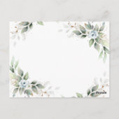 ほこりっぽいエレガント青い葉のブライダルシャワーカード ポストカード (裏面)