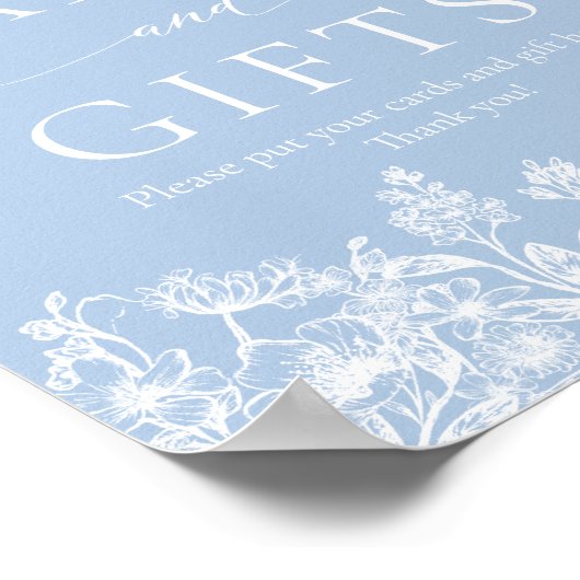 ほこりっぽいエレガント青い野花のカードとギフトのサイン ポスター (角)