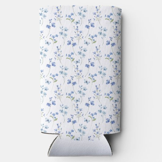 ほこりっぽいエレガント青い野草 スリム缶クーラー (裏面)