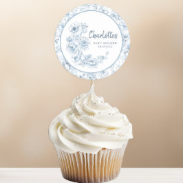 ほこりっぽいエレガント青い陳腐な赤ちゃんシャワー ラウンドシール