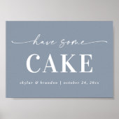 ほこりっぽいエレガント青はケーキの看板が結婚ある ポスター (正面)