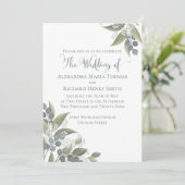 ほこりっぽいエレガント青ユーカリの緑の葉 招待状 (スタンド正面)