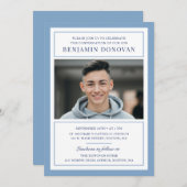 ほこりっぽいエレガント青(写真の確認あり) 招待状 (正面/裏面)