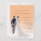 ほこりっぽいオエレガントレモダンンジQRコー結婚ド 招待状 (正面)