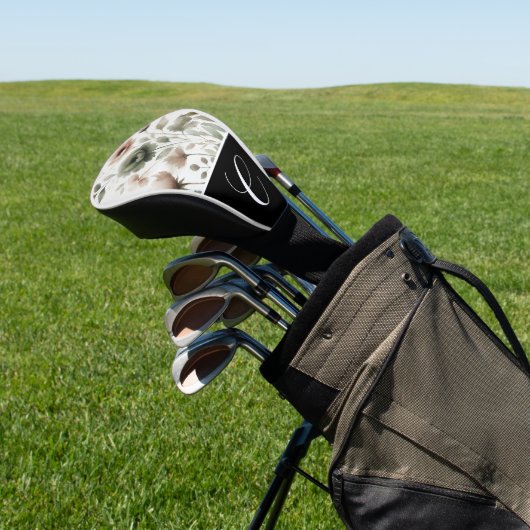 ほこりっぽいオリーブとピンクの水色のモダンフローラ ゴルフヘッドカバー (インサイチュ)