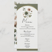 ほこりっぽいオリーブピンク&金ゴールド水彩フローラメニュー メニュー (正面/裏面)